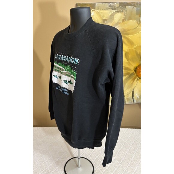 Vtg Anvil 80s USA Made Le Cabanon Lac Stanislas St Zenon Quebec Sweatshirt Large - Picture 6 of 16